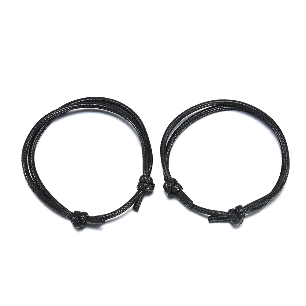 2Pcs Set Gelang Tali  Simple Handmade Adjustable Gaya Korea untuk Pasangan Pria Wanita 