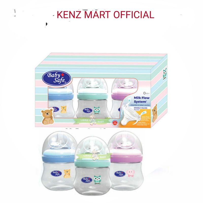 BABY SAFE - BOTOL SUSU WIDE NECK BOTTLE SET 125ML ISI 3 ( WNS01)