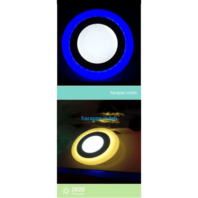 DOWNLIGHT LED PANEL 2 WARNA 3+3 WATT BULAT  TENGAH PUTIH