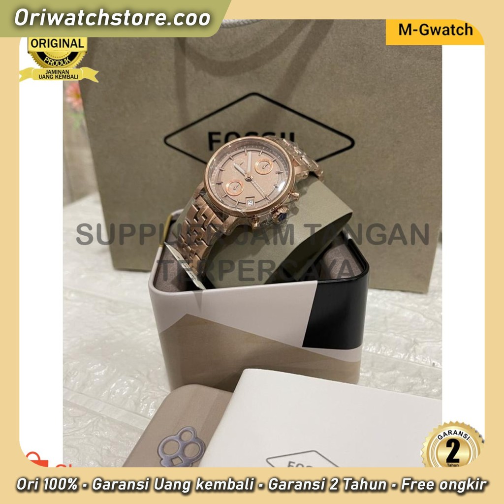 TERLARIS FOSSIL ES 3494 JAM TANGAN WANITA SIZE 38MM STAINLESS STEEL FREE BOX ORI MG STORE