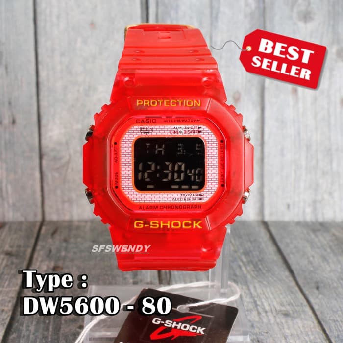Jam G SHOCK LIMITED EDITION Anniversary DW-5600 Transparant merah