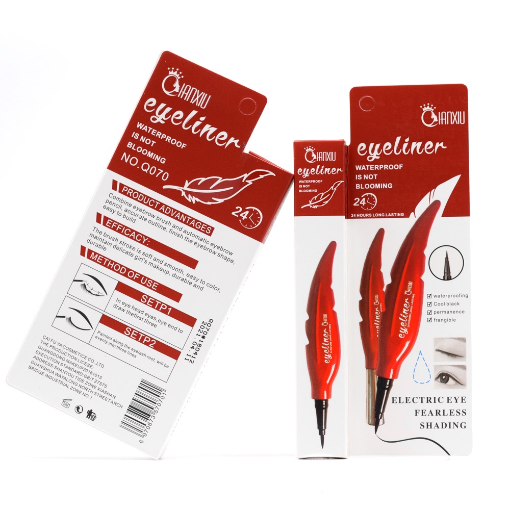 Eyeliner Qianxiu Waterproof Tahan Air 24 Jam Long Lasting Spidol Daun