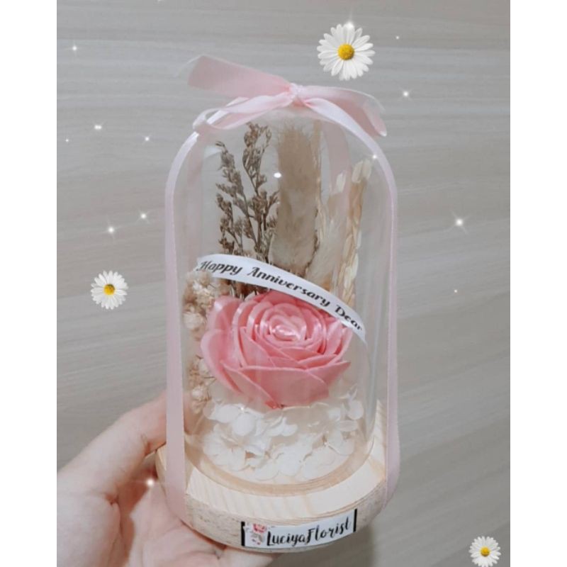 Luciya Dome / Flowers Dome / Flowers Glass Dome / Bunga kering