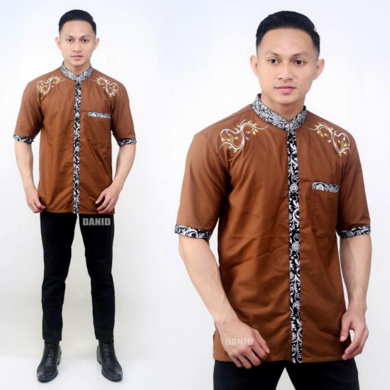 Bisa COD Baju Koko Pria Lengan Pendek Terbaru Batik Bordir Ukuran Dewasa