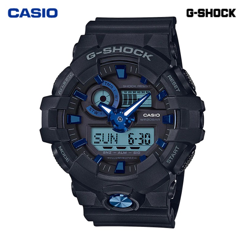 JAM TANGAN PRIA CASIO G-SHOCK GA-710B-1A2 ORIGINAL - GSHOCK GA710B HITAM BIRU