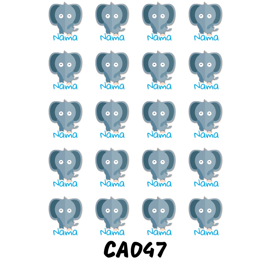 

Sticker Nama Cutting Label Waterproof Tahan Air Elephant C (CA047)