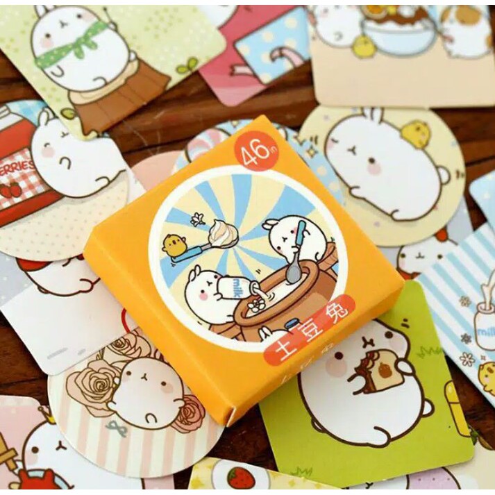 

46pcs aesthetic stiker box Swamp Rabbit utk dekorasi scrapbook/album