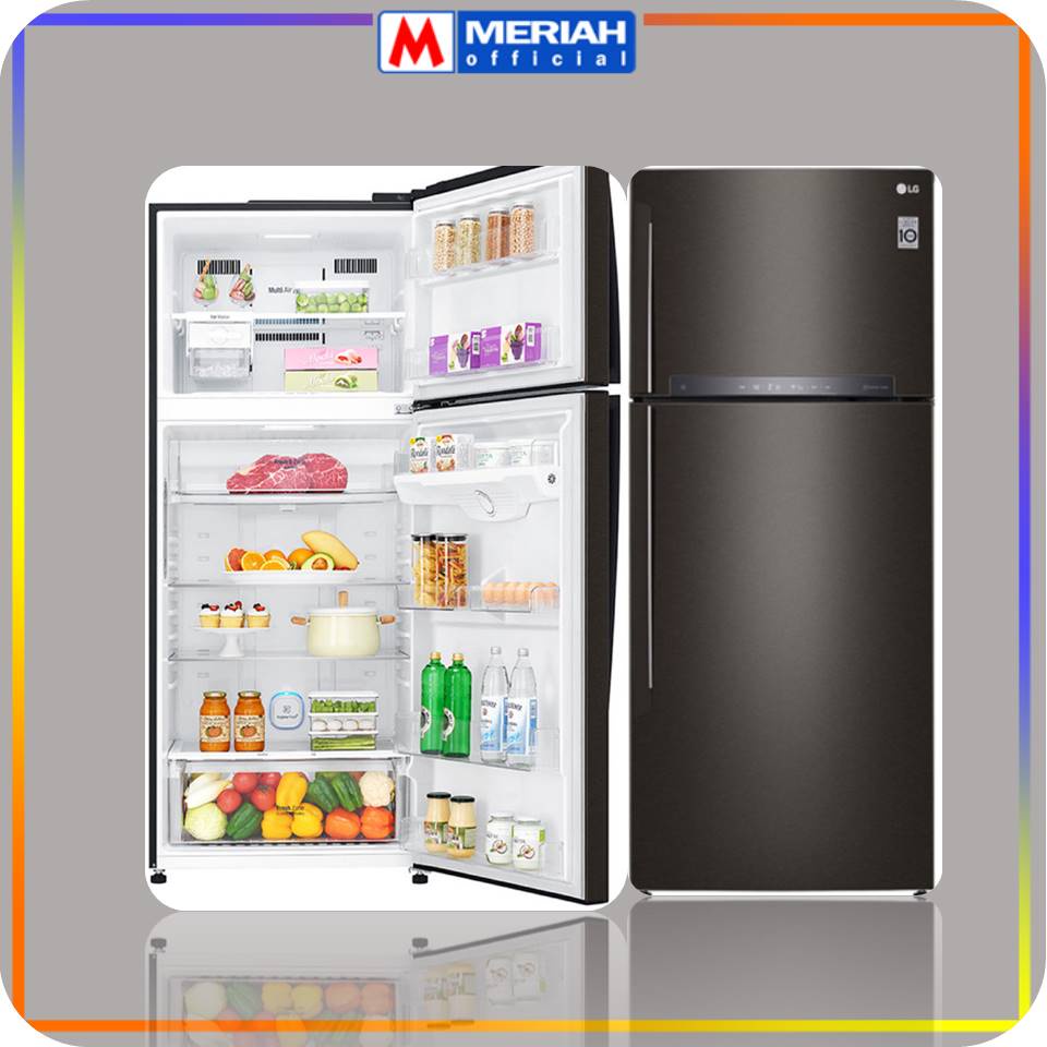 Kulkas LG GN-H602HXHU 516L, 2 Pintu Inverter Linear Hitam Baja