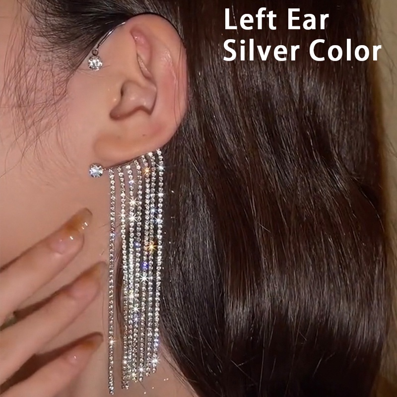 17km Anting Klip Wanita Bentuk Hati / Kupu-Kupu / Daun / Pita Hias Kristal Elegan-12