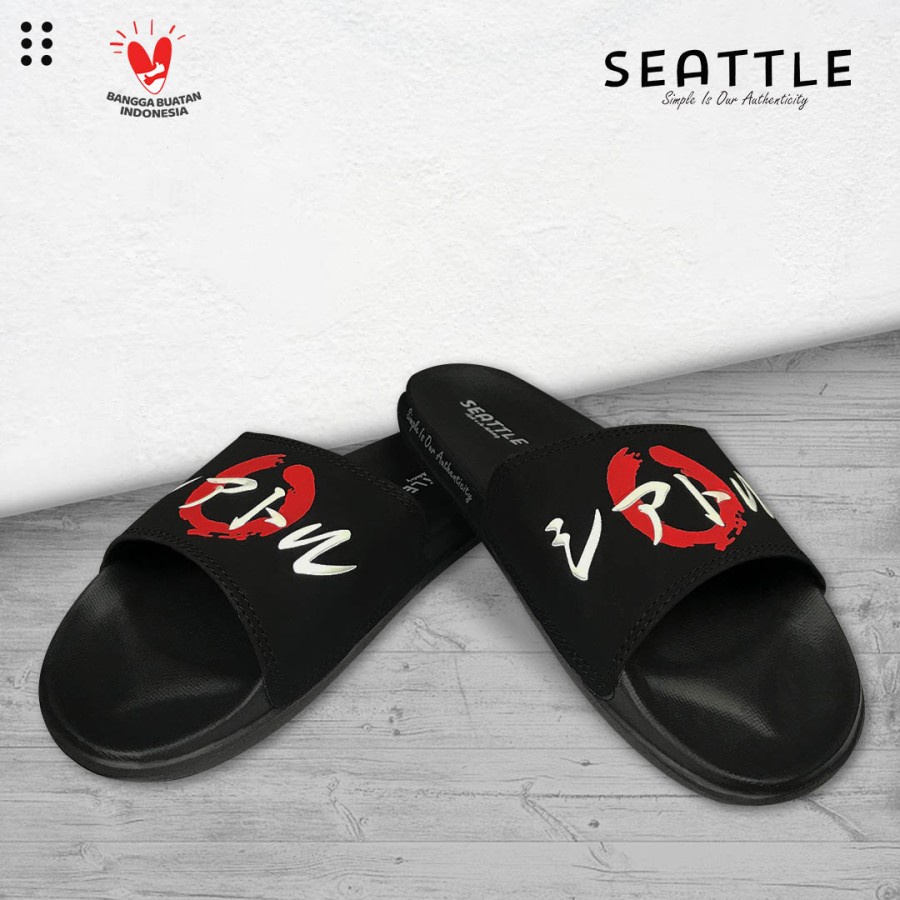 Seattle - Slippers Basic Red Black / Sandal Slop / Sandal Slide / Sandal Slip On Unisex-5