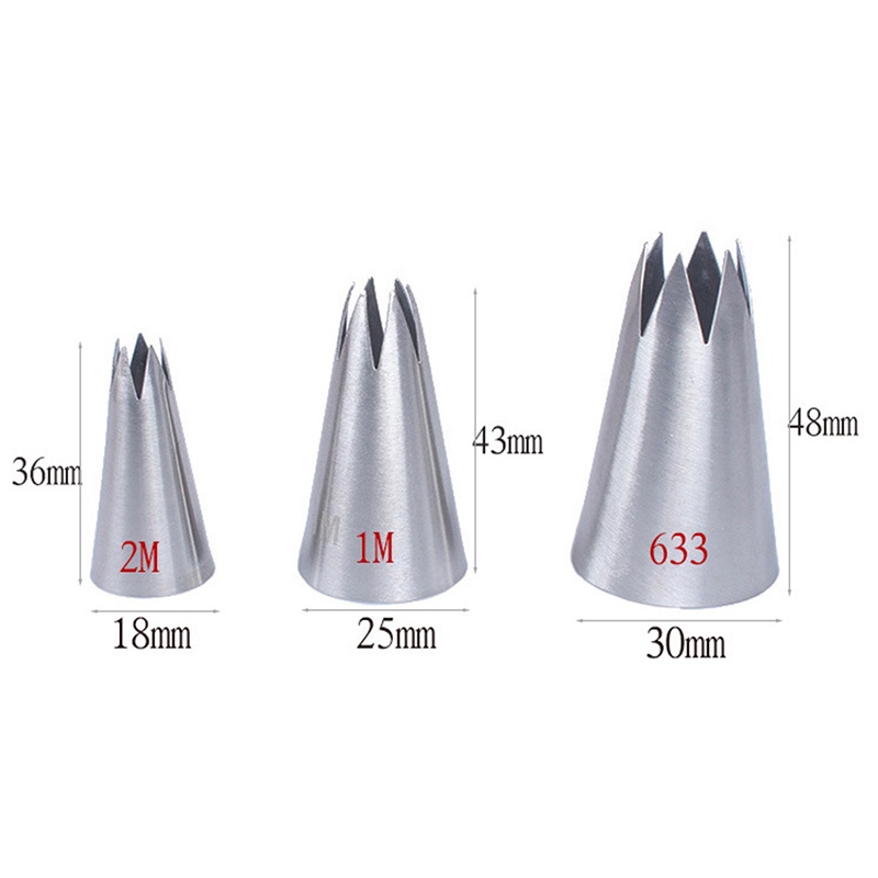 Happy 3pcs Spuit Piping Rusia Premium Bahan Stainless Steel Untuk Dekorasi Kue