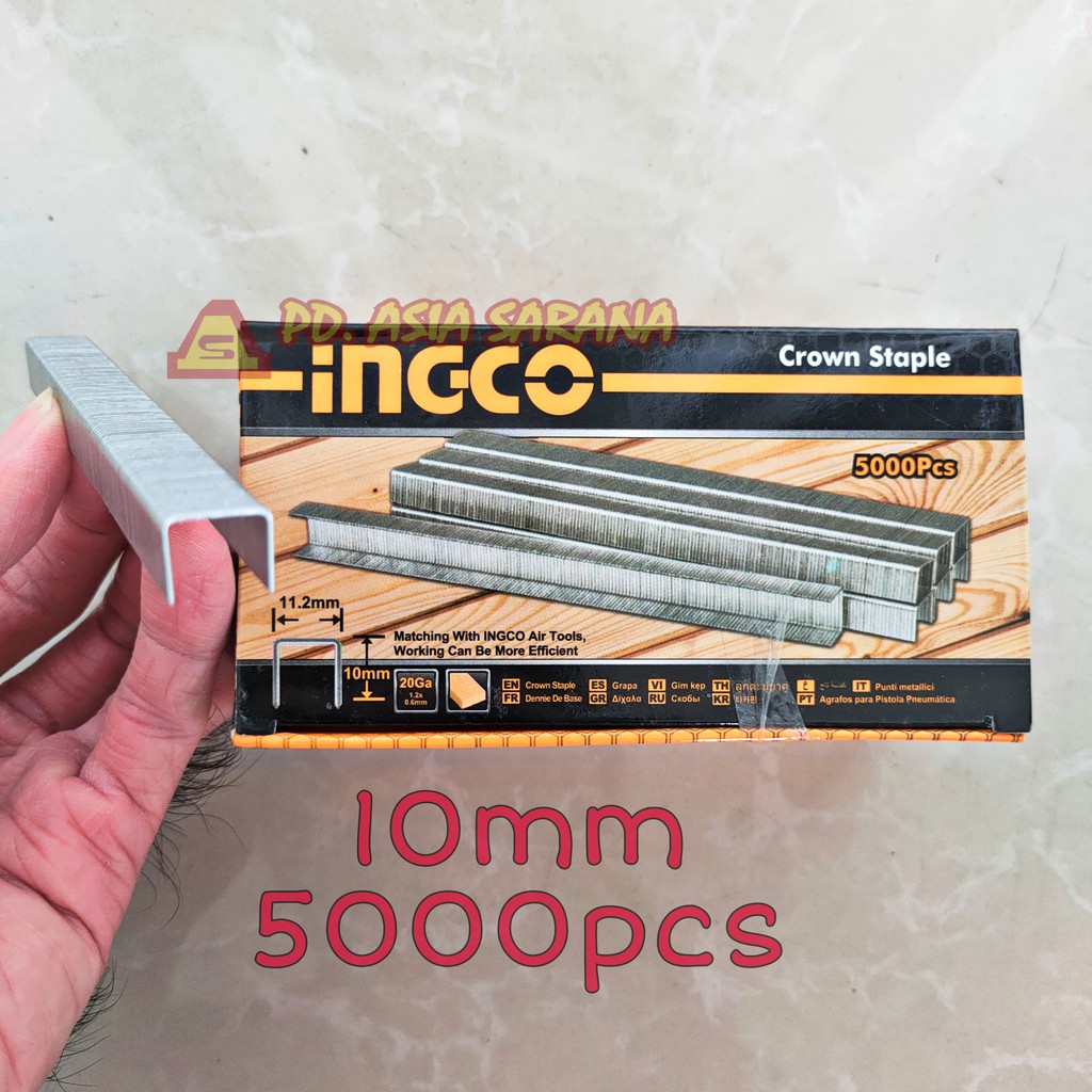

[PACK] Crown Staple U10 U 10mm INGCO AST20101 Isi Steples Stapler Nail