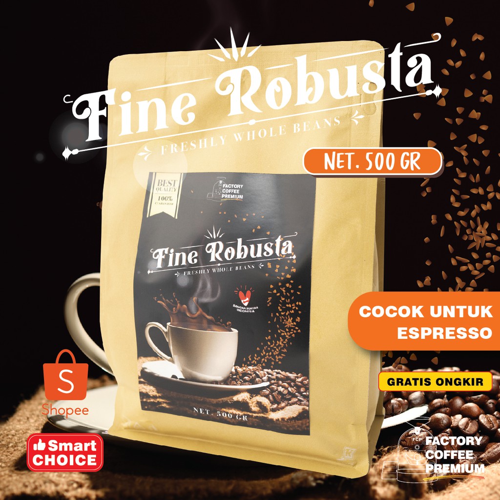 

500gr Biji Kopi Fine Robusta Full Robusta Harga Grosir - Beans