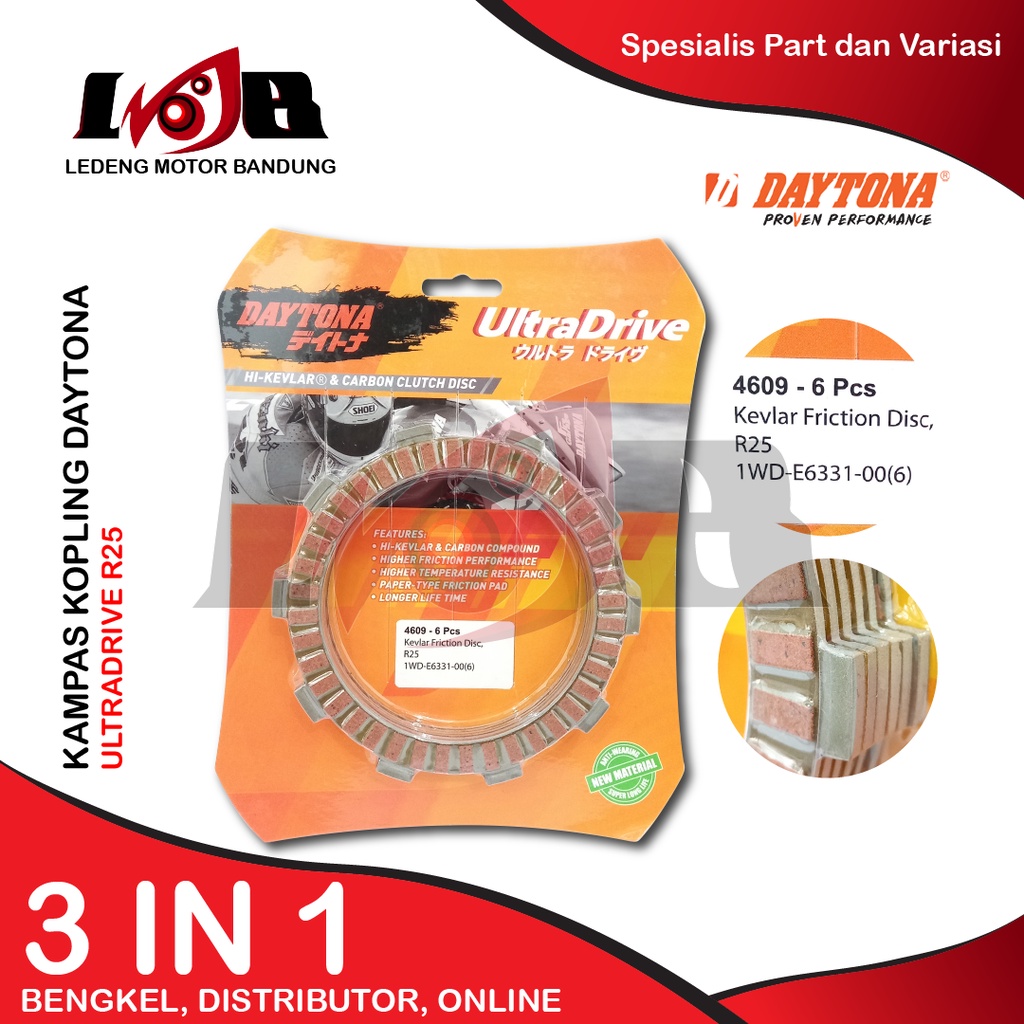 Daytona Kampas Plat Kopling R25 MT25 Clutch Disk Pad Yamaha 6 Lembar Racing Parts Motor Ultra Drive