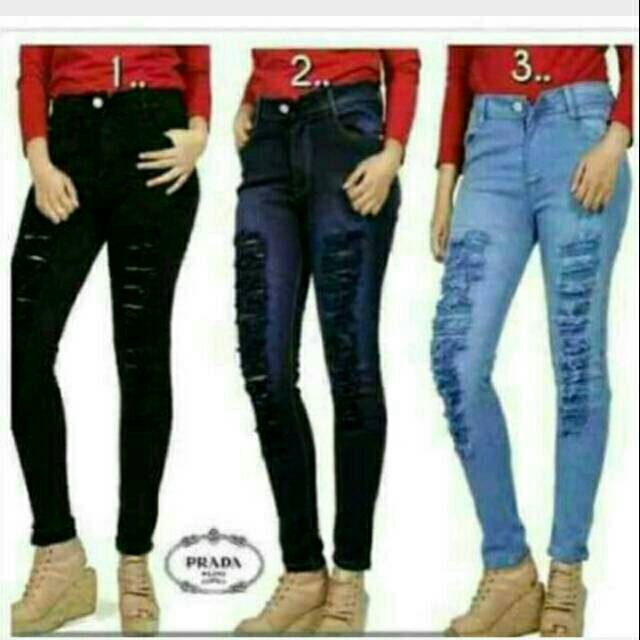 Celana jeans cewek distro/celana cewek sobek size 27-30