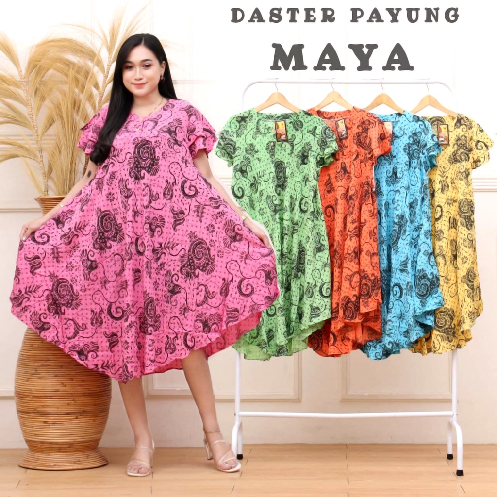 BATIK WANITA DASTER PAYUNG RAYON ( BLACKJET CHOCOCHIP QUANTUM TROMBOSIT DELFI PESONA LARVA KIPAS WARNA LILY GARIS ASHANTY CALADINE MAYA OSELA SAFINA ) KEKINIAN KANCING DEPAN BUSUI BUMIL LENGAN PENDEK MURAH ADEM-DP MAYA