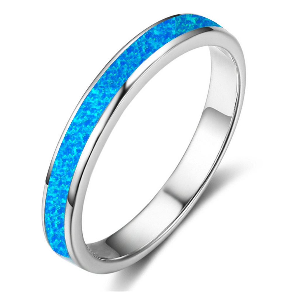 Simple single circle blue opal ring