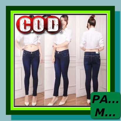 Jeans Snow Black Snow Blue Boyfriend Jins Wanita Gp719 Bjd - Cela HI591 Celana Jeans Skinny  Wanita