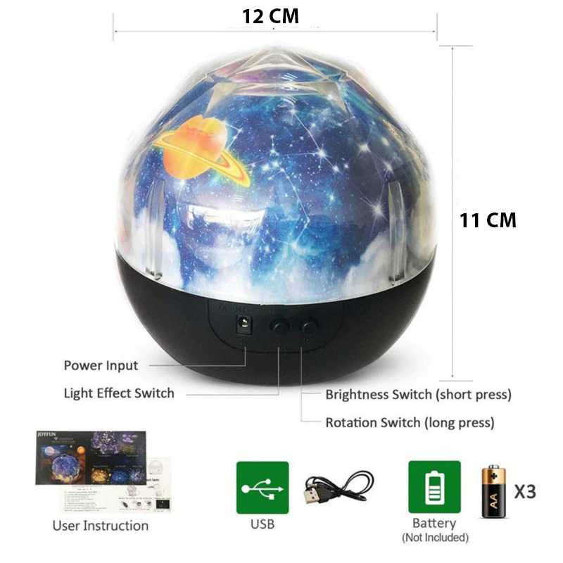 Lampu Tidur Anak proyektor planet langit malam tidur bintang bertaburan CISTWIN Lampu Proyektor Tidur Cahaya Planet Rotate 5 Film - PT-521 starry sky projector Planet Magic Projector Toy Earth Universe Rotate Flashing Star Kids Baby Christmas