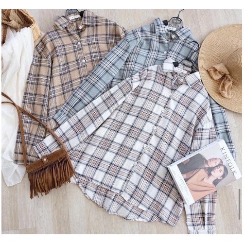 GSC - Kemeja MERYYL Flanel Shirt / Kemeja Wanita Oversized Kotak Flanel Tartan