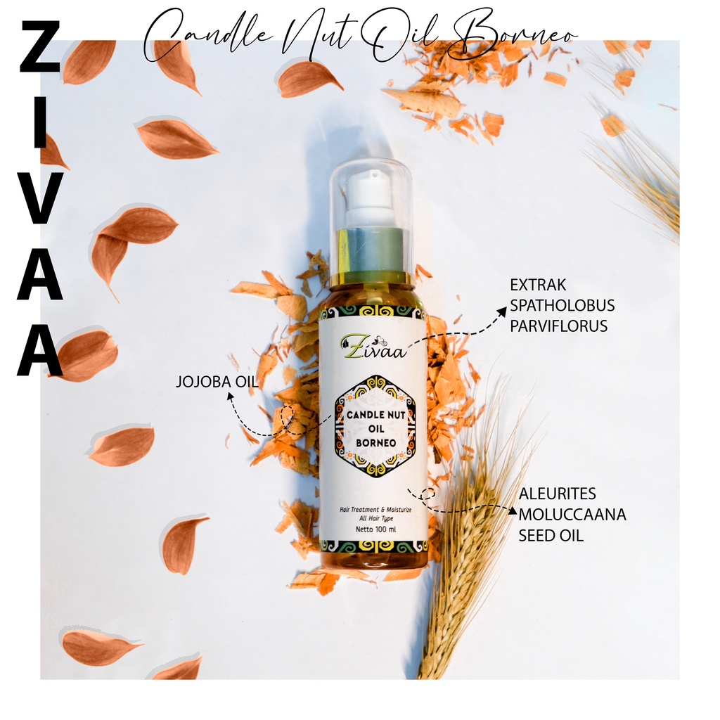 ZIVAA CANDLE NUT OIL BORNEO PENGHILANG UBAN/ANTI UBAN/PENGHITAM RAMBUT UBAN PERMANEN