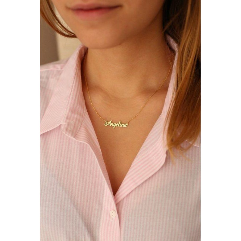 Kalung nama font mini lapis emas