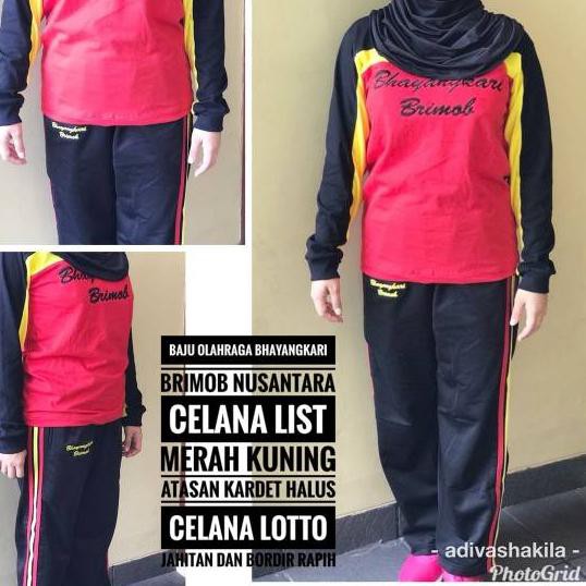 Lsx7s Baju Olahraga Bhayangkari Brimob Celana List Merah 1 Stel Shopee Indonesia