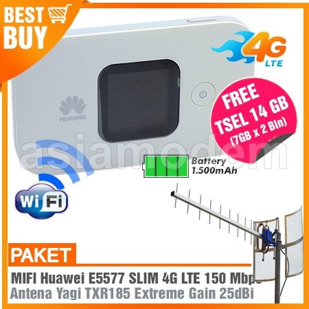 Paket Modem Mifi Huawei E5577 4G LTE + Antena Yagi TXR185 25dBi + Pigtail Dual