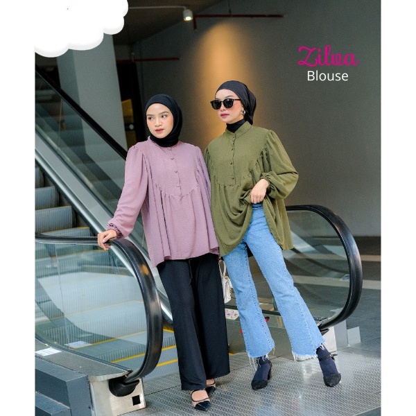 Tq88indonesia Fashion Baju Atasan Wanita Terbaru / Zilva Blouse / Blus Polos Lengan Panjang / Busana Casual Cewek / Ootd / Outfit Kasual Kekinian