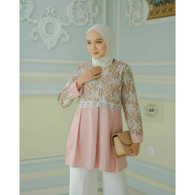 BLOUSE BATIK MODERN SOFTCOLOR MIX MOSCRAPE | ATASAN WANITA | M-L-XL-XXL