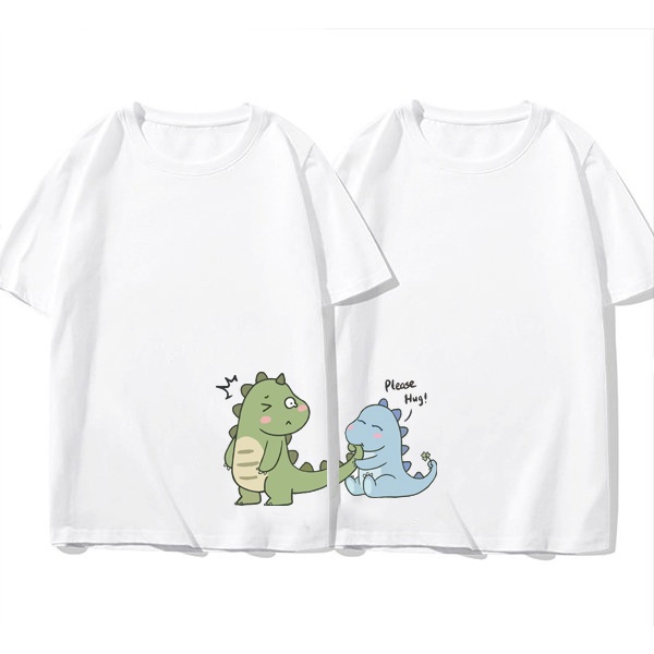 kaos couple Dino Please Hug baju pasangan lucu tebal dinosaurus