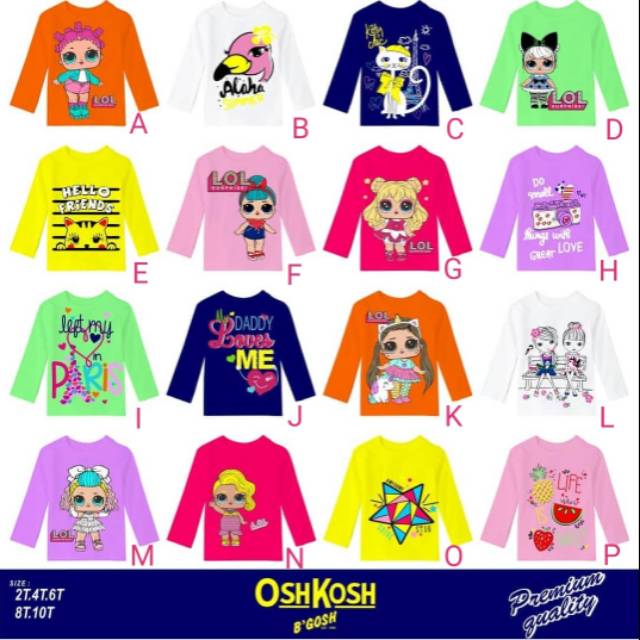 Kaos Anak Cewe Lengan Panjang OSHKOSH Premium