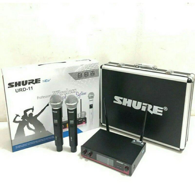 Mic wireless shure PGX-242/URD-11 mic bando+clip on Mic imam all-Shure URD-11 hitam