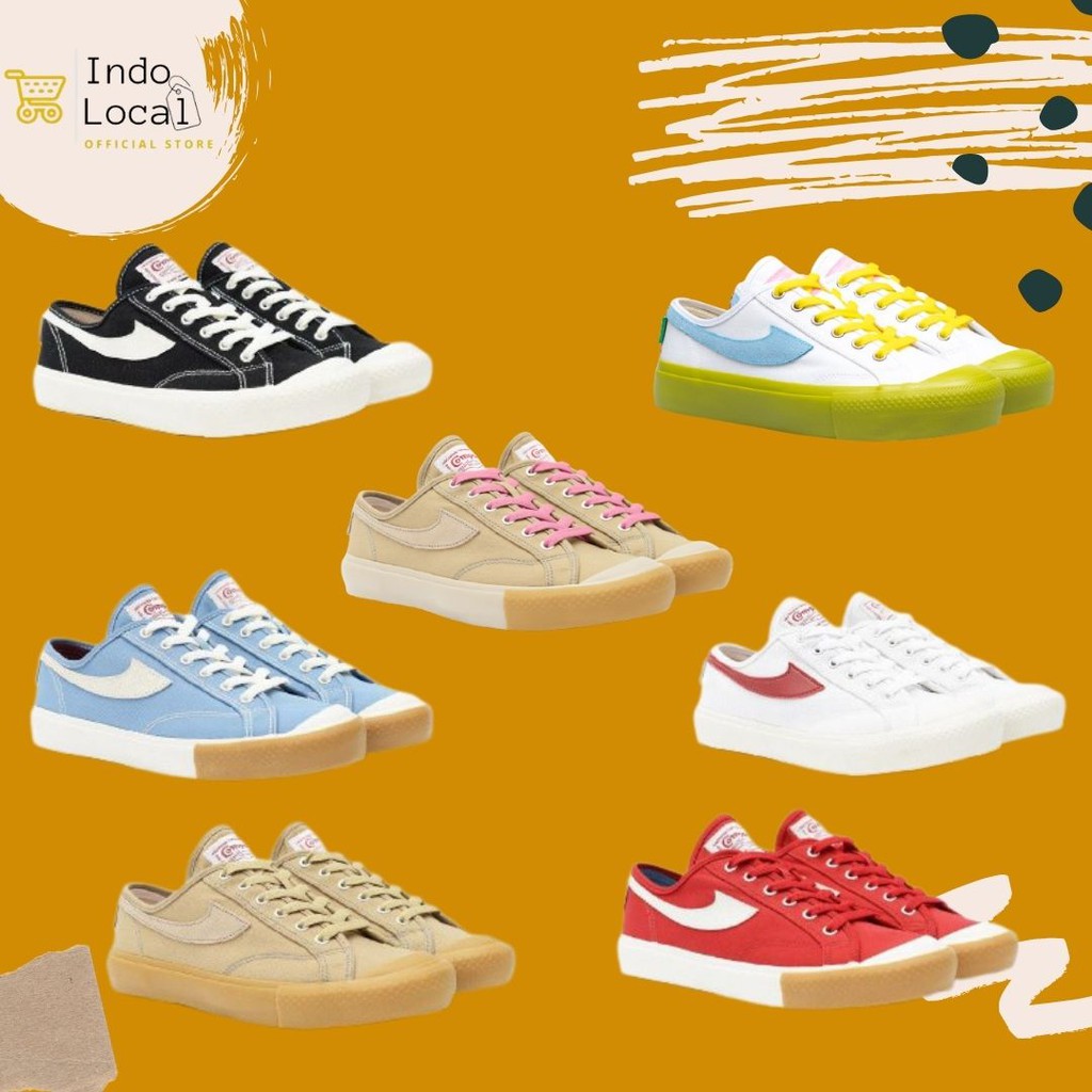 Sepatu Compass Gazelle Low BW / Bluesky / Cappucino / Pink Frost / Red / White Red / Matcha White