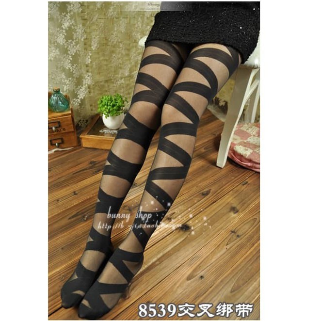 PH-13 sexy black twisted bandage silang stocking strap pantyhose