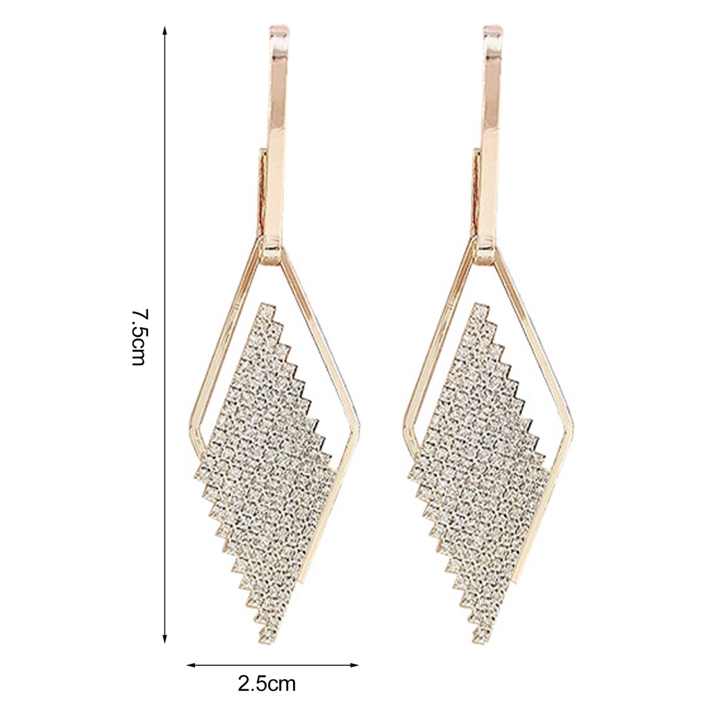 Hu Hu Hu Hu Hu Alat Bantu Pasang Kacamata♡ 1 Pasang Anting Tusuk Gantung Wanita Bentuk Belah Ketupat Hias Berlian Imitasi Berkilau Tahan Koruption Untuk Prom