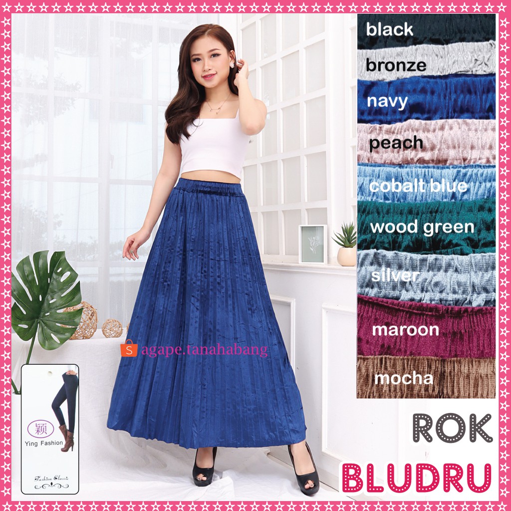 Rok Bludru Jumbo Wanita / Rok jumbo wanita / Rok velvet bludru / Rok plisket Jumbo wanita