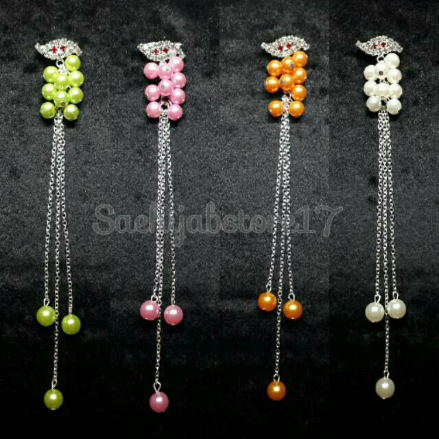 Bros hijab panjang pearl / aksesoris jilbab kekinian