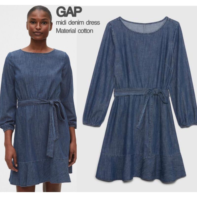dress midi denim GAP