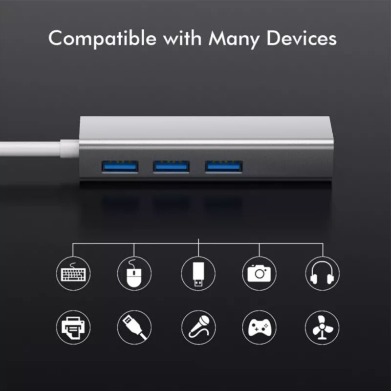 USB 3.0 HUB 3 Port + Gigabit Ethernet Adapter 1000Mbps Converter NETLINE