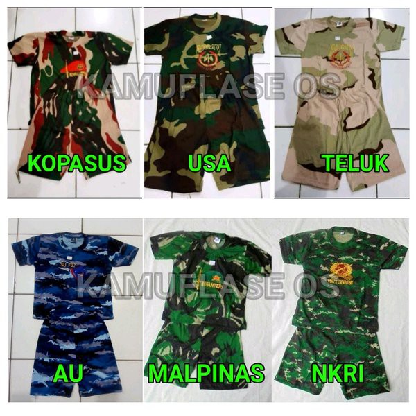 setelan anak Army kaos celana Army anak stelan  camo