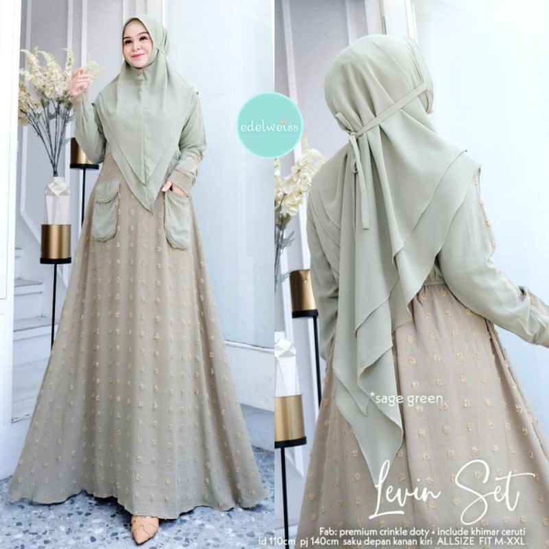 levin set dress syari ori edelweis