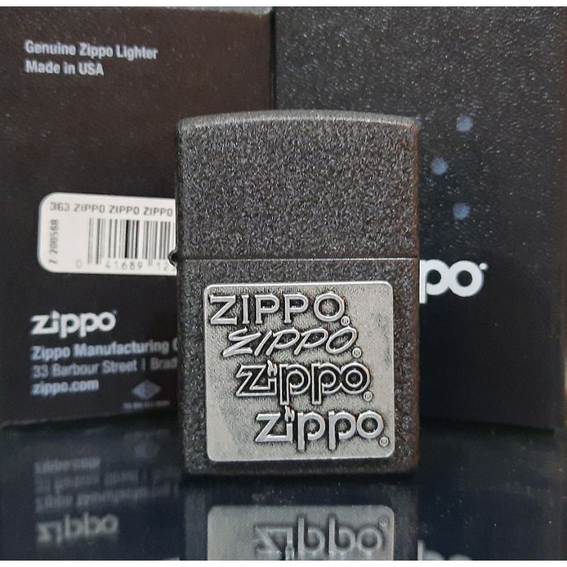 363 ORIGINAL ZIPPO PEWTER EMBLEM BLACK CRACKLE