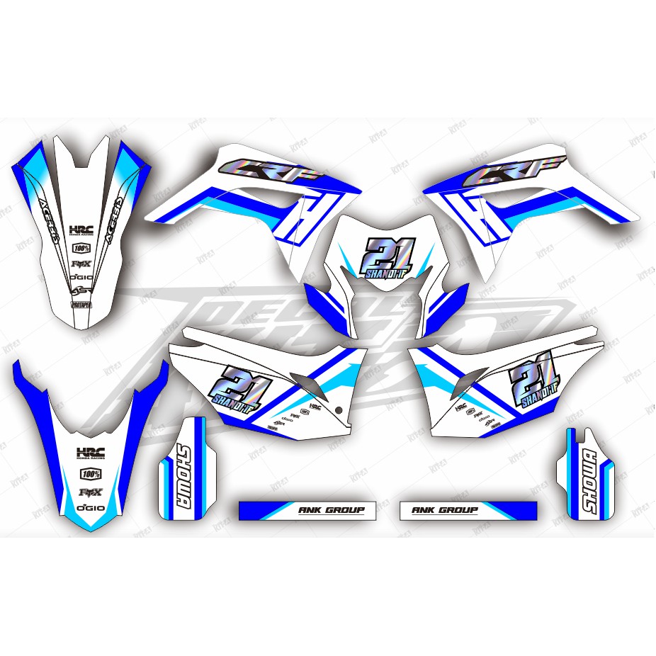 Decal Sticker Honda Crf150l Full Body Putih Biru Cutting Hologram