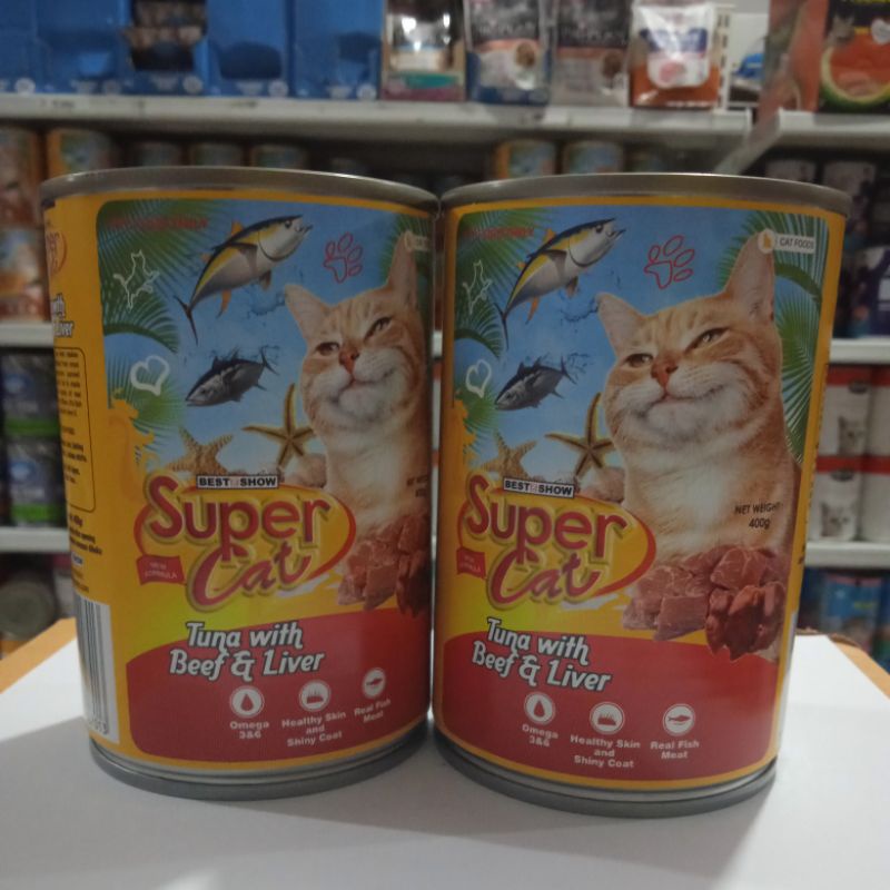 Supercat Kaleng Tuna Beef Liver Makanan Basah Wet Food 400g