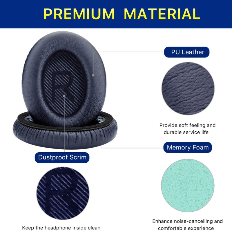 Btsg Bantalan Earpads Headphone Pengganti Portable Nyaman Kompatibel Dengan QC35 QC35