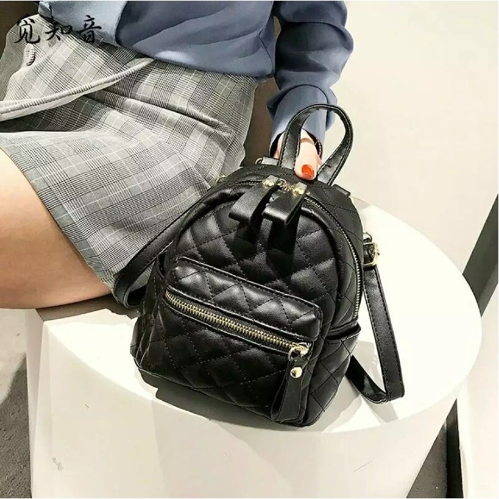 Diobrale -  Ransel Mini Perempuan Semi Kulit Remaja Multifungsi Tas Wanita Selempang Wanita Terbaru Sekolah Kuliah Acara Outdoor Populer Viral
