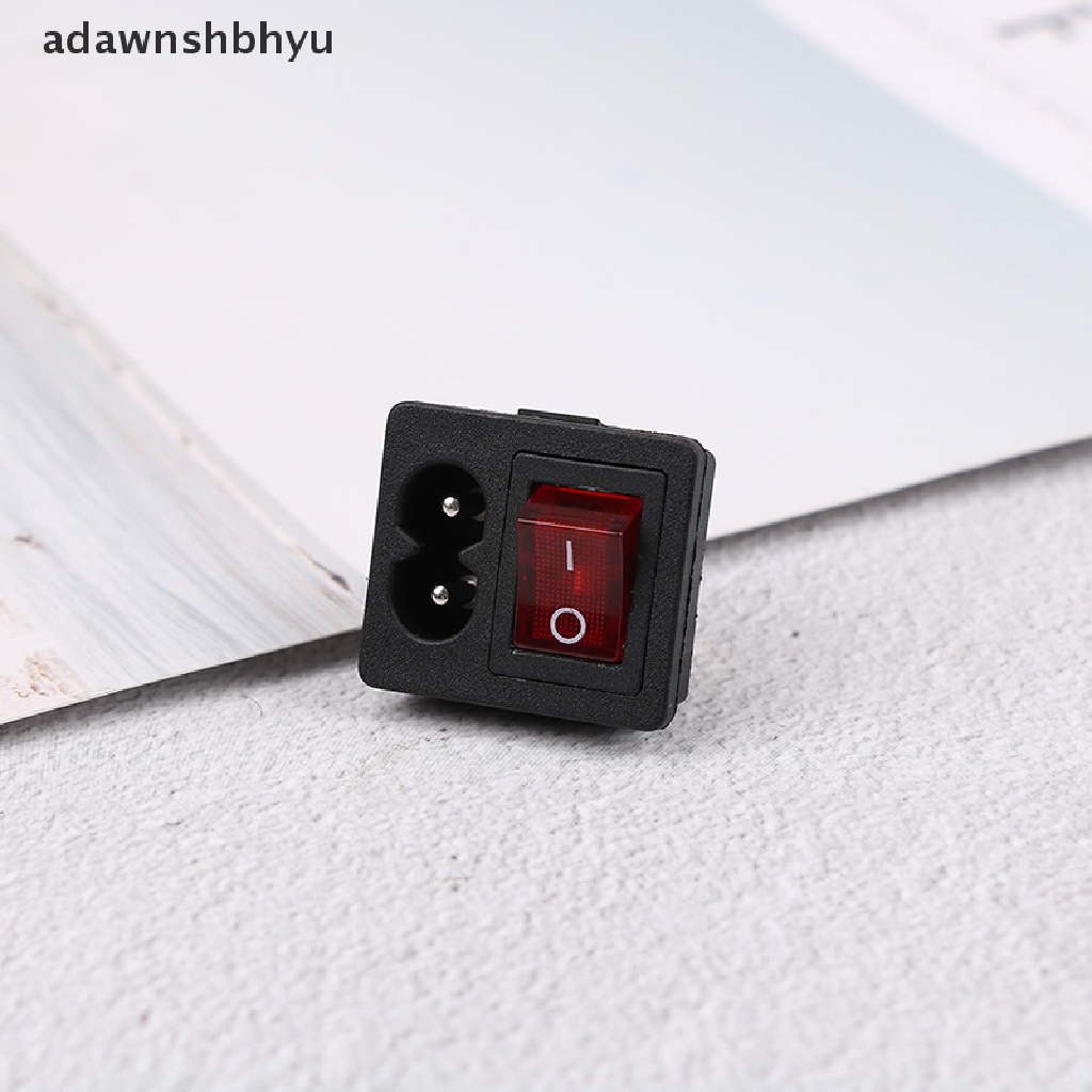 Adawnshbhyu Kabel Listrik inlet socket Wadah Dengan ON-OFF Lampu Merah rocker switch 250V 10A