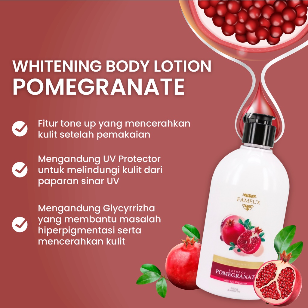 FAMEUX WHITENING BODY LOTION EXTRACT POMEGRANATE - 250GR