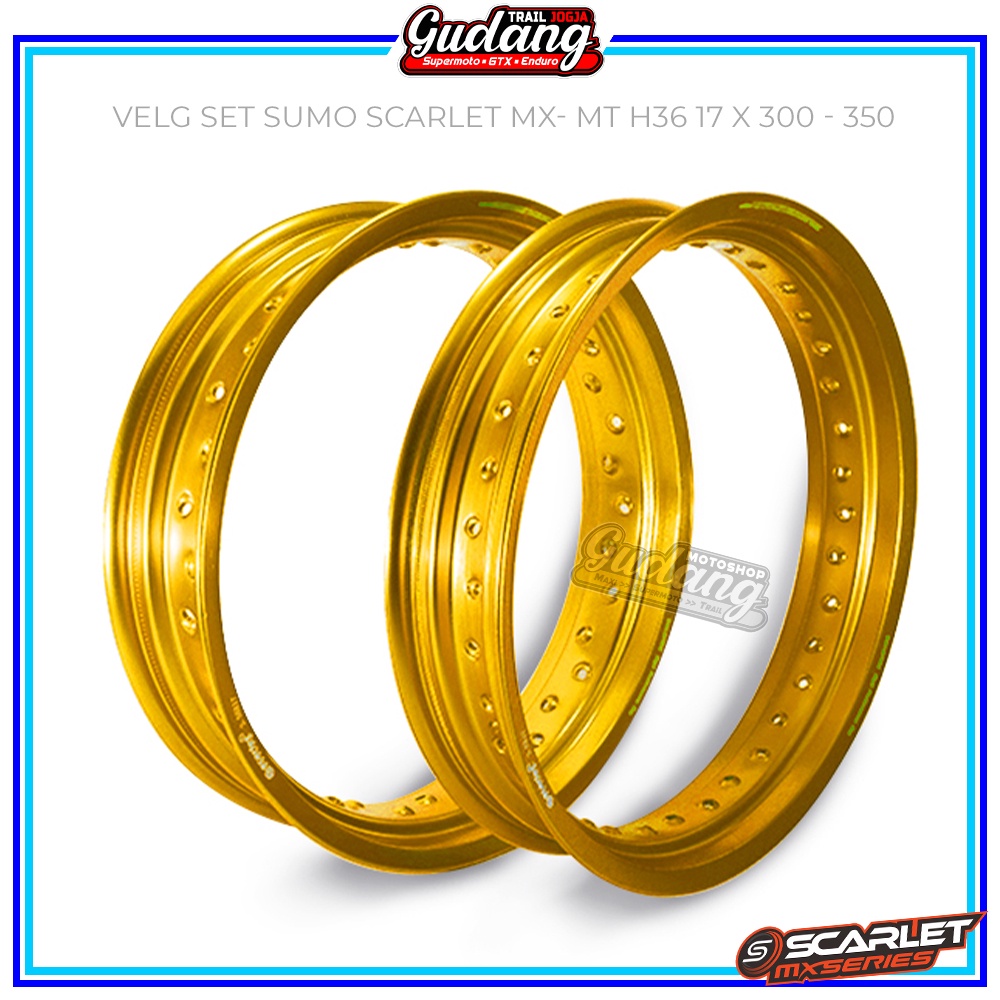 Velg Set SCARLET Cross Depan Belakang Supermoto 17-300 x 350 36 Hole